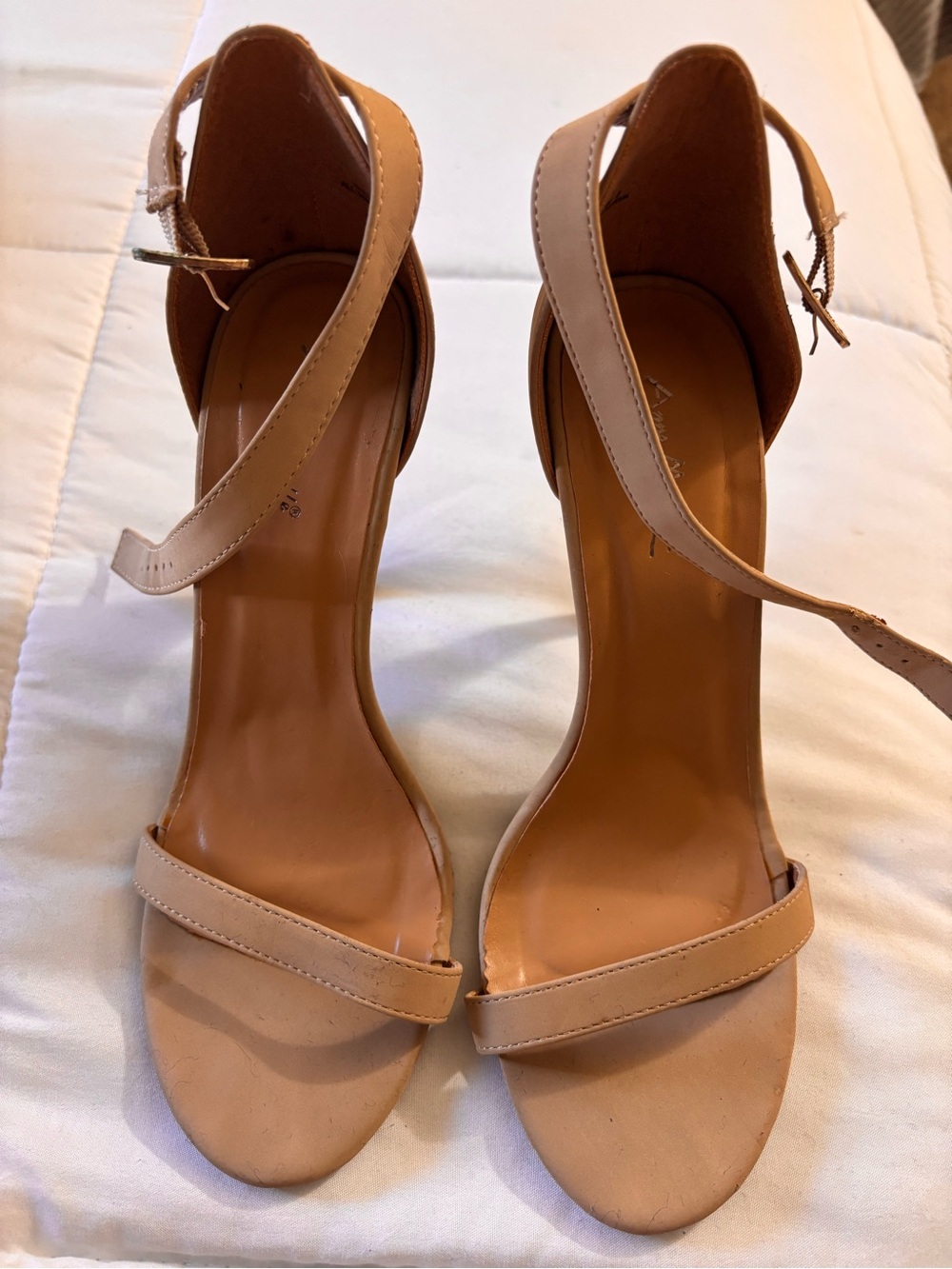 Women's Nude Ankle-Strap Open-Toe Heels